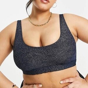 Wolf‎ & Whistle Curve Exclusive crop bikini in glitter navy